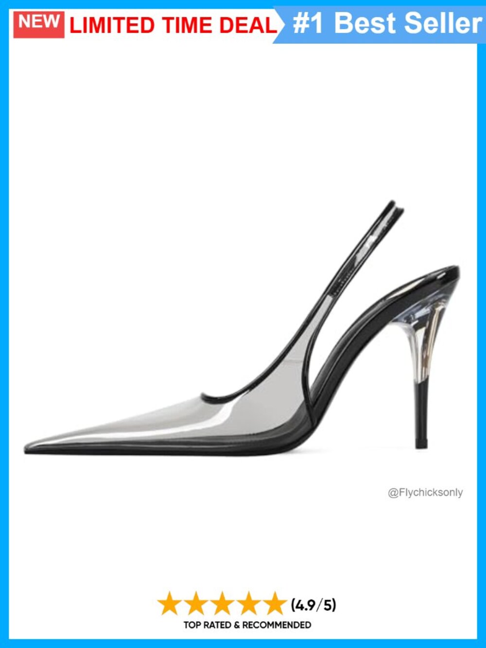Clear Stiletto High Heels Women Slingback Closed Toe Pointy Patent PU Leather